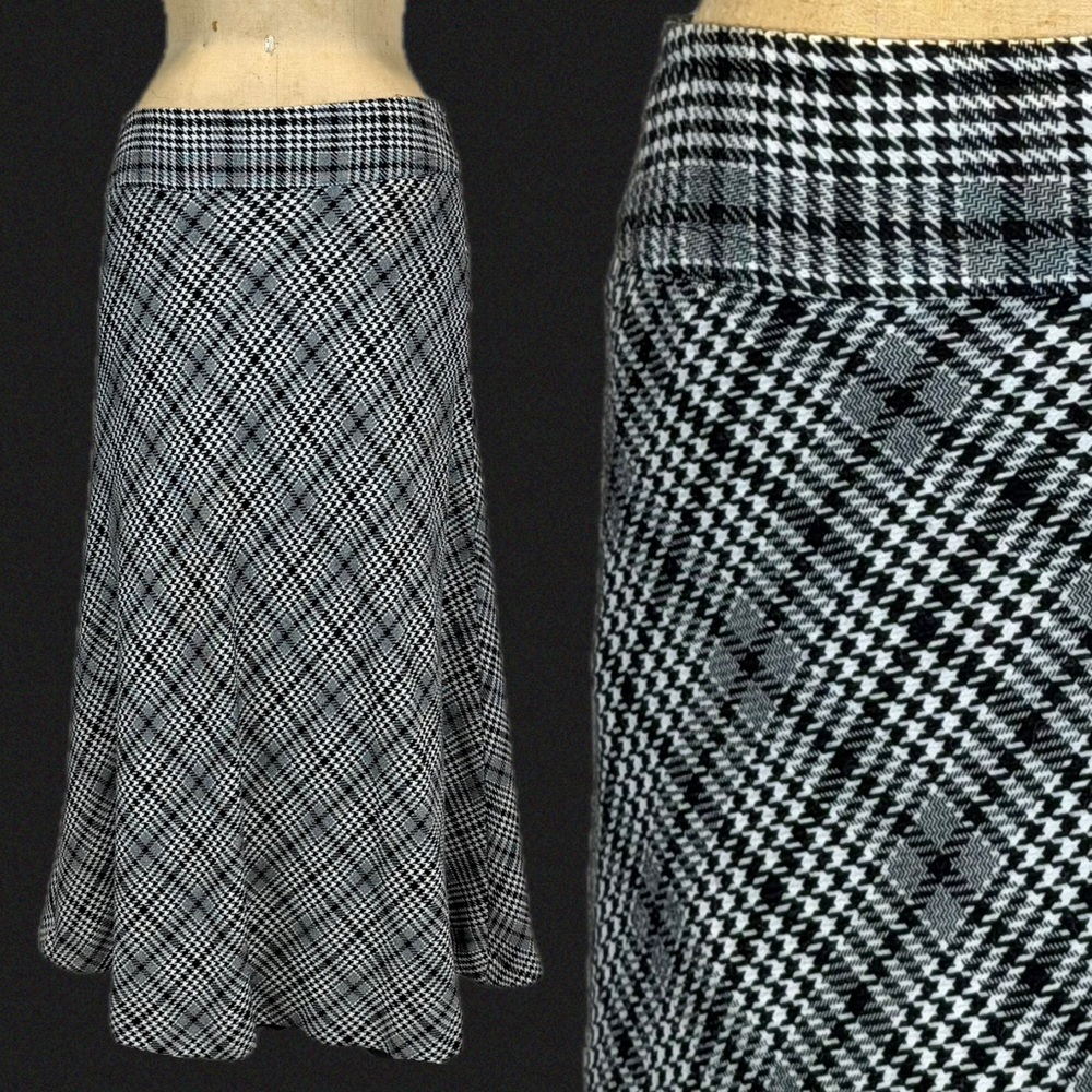 Tartan plaid skirt‎ long maxi classic dark academia black white lined East 5th